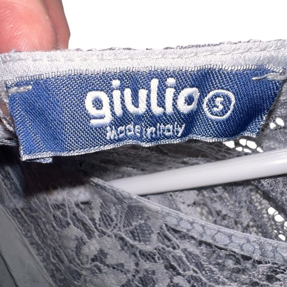 EUC Giulia Silk Elegant Lace Butterfly Print 🦋 Lace Long Sleeve Grey Top Small - Picture 5 of 7